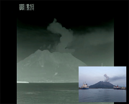桜島,火山,超高感度カメラ,遠赤外線カメラ,赤外線カメラ